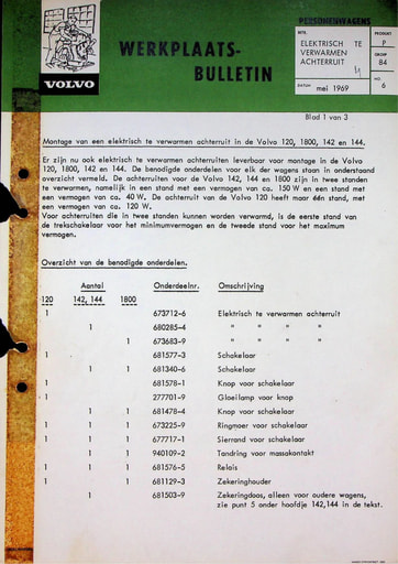 Bulletin Montage Verwarmde Achterruit 120, 1800, 142, 144 '69