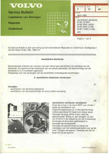 400 Bulletin Distributieriem B18 Apr'89