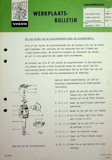 Bulletin Startproblemen Injectiemotoren '72
