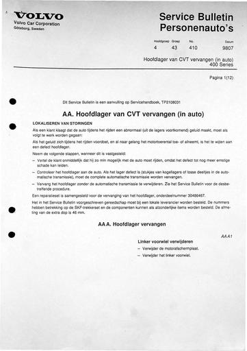Bulletin 400 Hoofdlager CVT vervangen