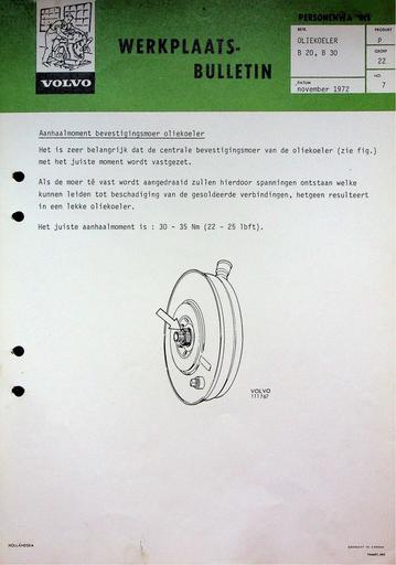 Oliekoeler B20, B30 '72