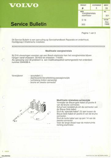 Bulletin Voorgloeirelais D16 '88