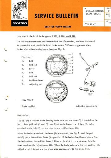 Bulletin Zelf stellende achterrem Mei '67 (Engels)
