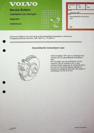 Bulletin 400 Remschijven voor Jan'91