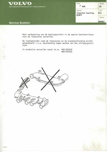 400 Bulletin Injectorkoeling B18FT April'89