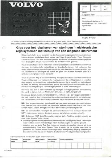 400 Bulletin Storingen Ontsteking Aug'94