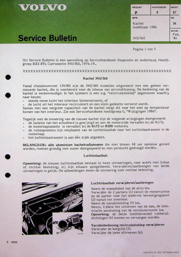 Bulletin Kachel 340, 360 '86
