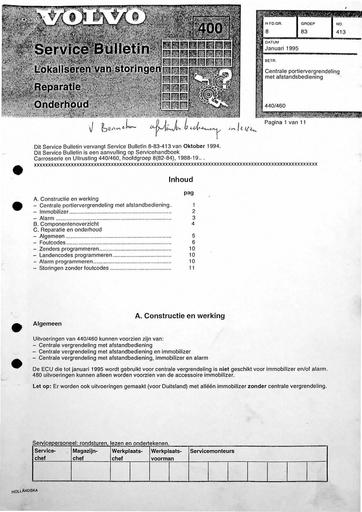 Manual 440, 460 Portiervergrendeling Afstandsbediening Jan'95