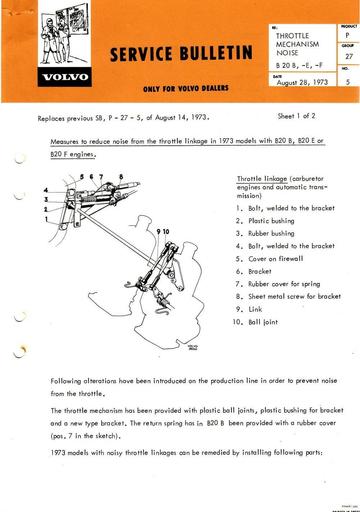 Bulletin Aansturing Carb  B20B, E, F Apr '73 (Engels)