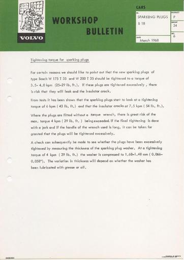 Bulletin Moment Bougies B18 Febr  '68 (Engels)