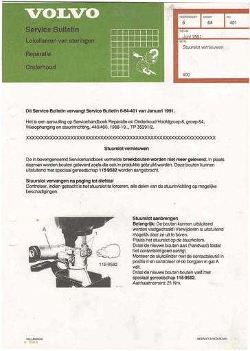 Bulletin 400 Stuurslot vernieuwen Jun'91