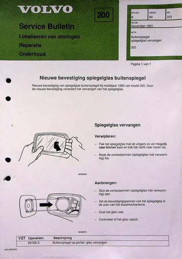 Bulletin 200 Vervangen spiegel Nov'91