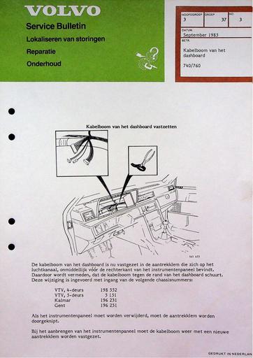 740 760 Kabelboom dashboard '85