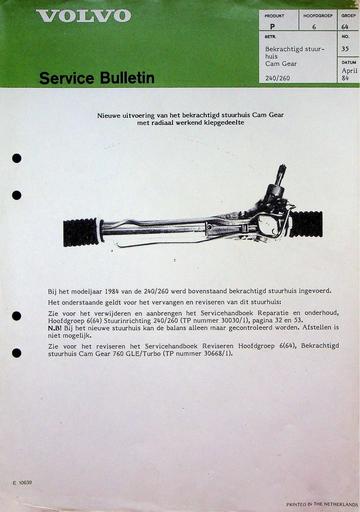 Bulletin 240, 260 Stuurhuis Cam Gear '84