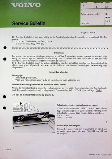 Bulletin Schuifdak afstellen 340, 360