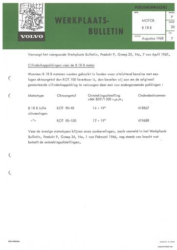 Bulletin Koppakking B18B Aug '68