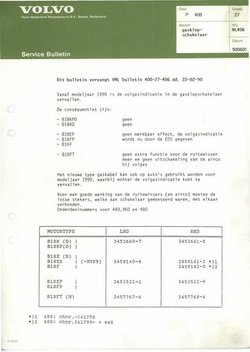 400 Bulletin Gasklepschakelaar Juni'90