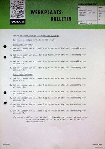 Kleppen stellen 4 en 6 cyl '73