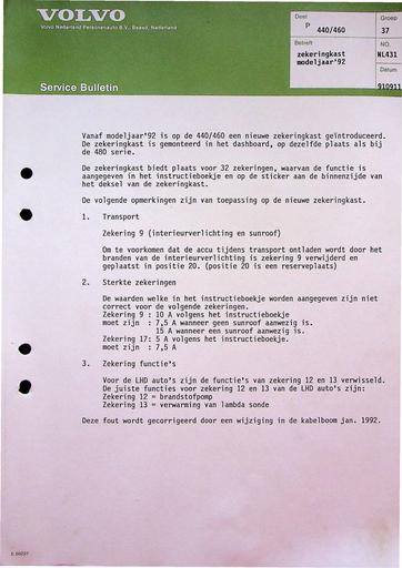 Bulletin 440, 460 Zekeringkast '92 Sept'91