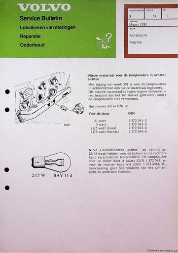 Bulletin 740,760 Achterlicht '85