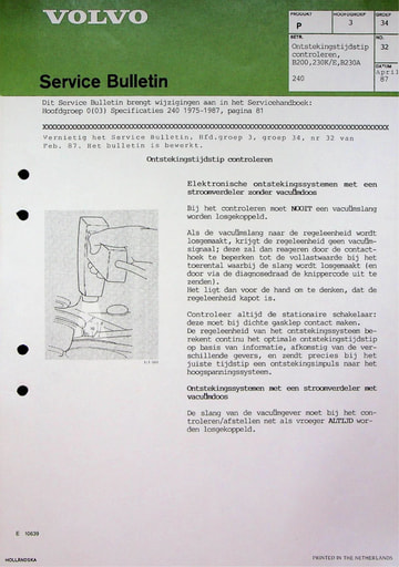 Rep  Onderh  Ontstekingstijdstip B200, B230K '85 '92