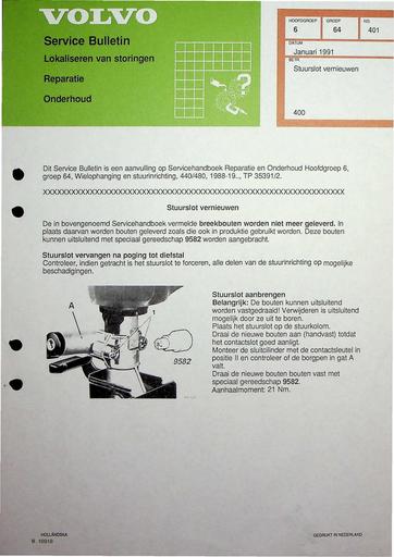 Bulletin 400 Stuurslot vervangen Jan'91