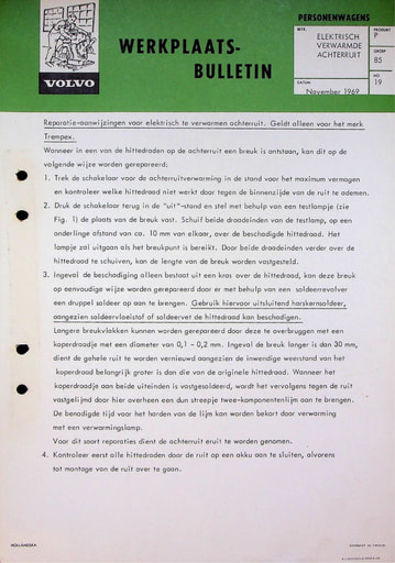 Bulletin Reparatie Verwarmde Achterruit
