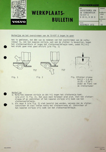 Bulletin Overstromen Carb  B20B, B20D '72