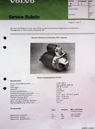 Bulletin Startmotor Wijziging '81