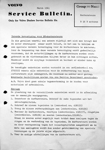 Service Bulletin B16B Carburateurs