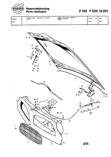 P130 Front, motorkap, grill