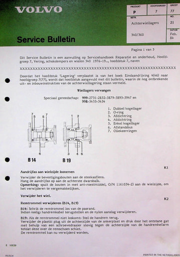 Bulletin Achterwiellagers 340, 360 '76