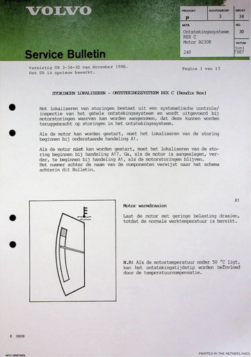 Bulletin Ontsteking B230K '87 '90