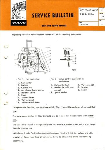 Bulletin Startklep Carb  B20B, B30A Febr '69 (Engels)