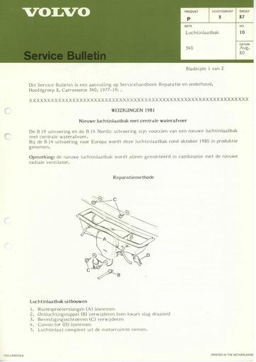Bulletin Luchtinlaatbak 340 '80