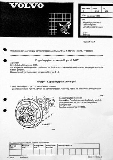 Bulletin 440, 460 Versnellingsbak verwijderen Nov'93