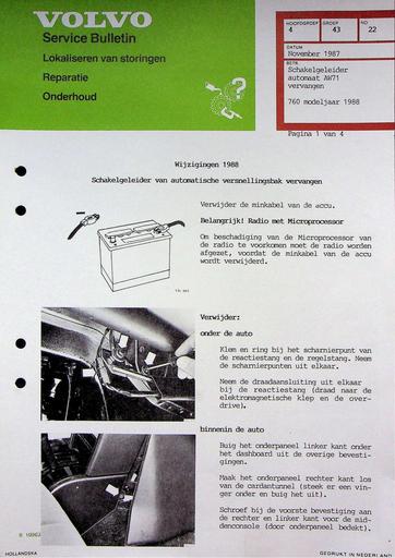 760 Modeljaar '88 Schakelgeleider AW71