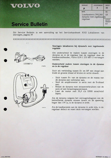 Service Bulletin Storing Dynamo en Regelaar