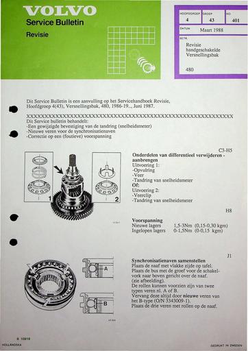 Bulletin 480 Revisie Versnellingsbak Mrt'88