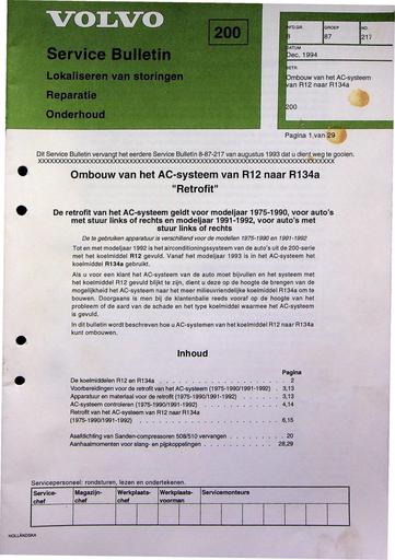 200 Ombouw AC R12 naar R134a Dec'94