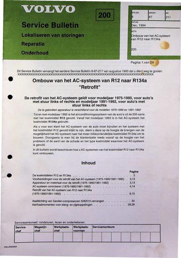 Manual 200 Ombouw AC R12 naar R134a Dec'94