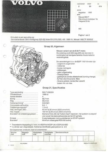400 Bulletin Nieuwe B20F Aug'93