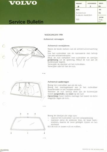 Bulletin Achterruit 4 deurs 300 '83