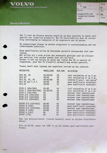 Bulletin Gevolg loodvrije benzine