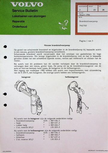 Bulletin 740 760 Brandstofvoorpomp '86