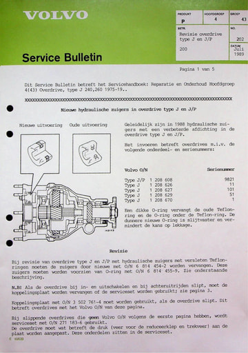 Service Bulletin Revisie Overdrive J en JP '75