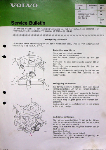 Bulletin Vlinderklepafstelling B14 '81 '83