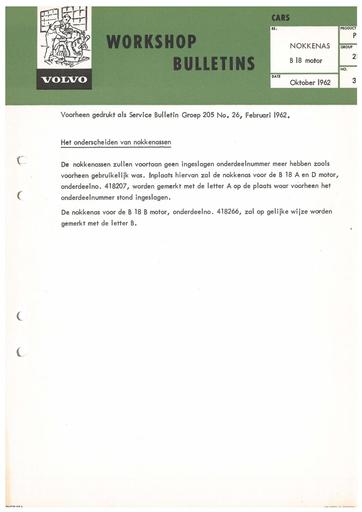 Bulletin Nokkenas B18A en D Okt '62