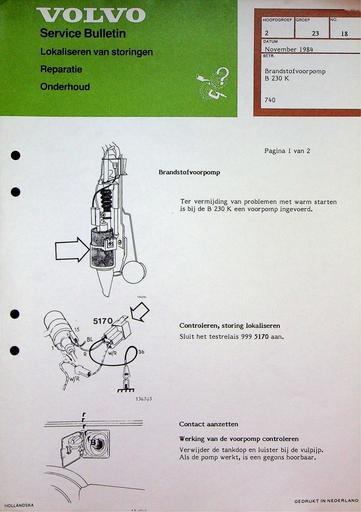 Bulletin 740 Brandstofvoorpomp '84