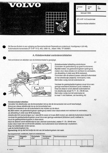 Bulletin 400 Kickdownkabel afstellen Febr'94